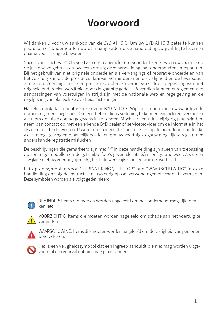 2022-2023 BYD Atto 3 Gebruikershandleiding | Nederlands