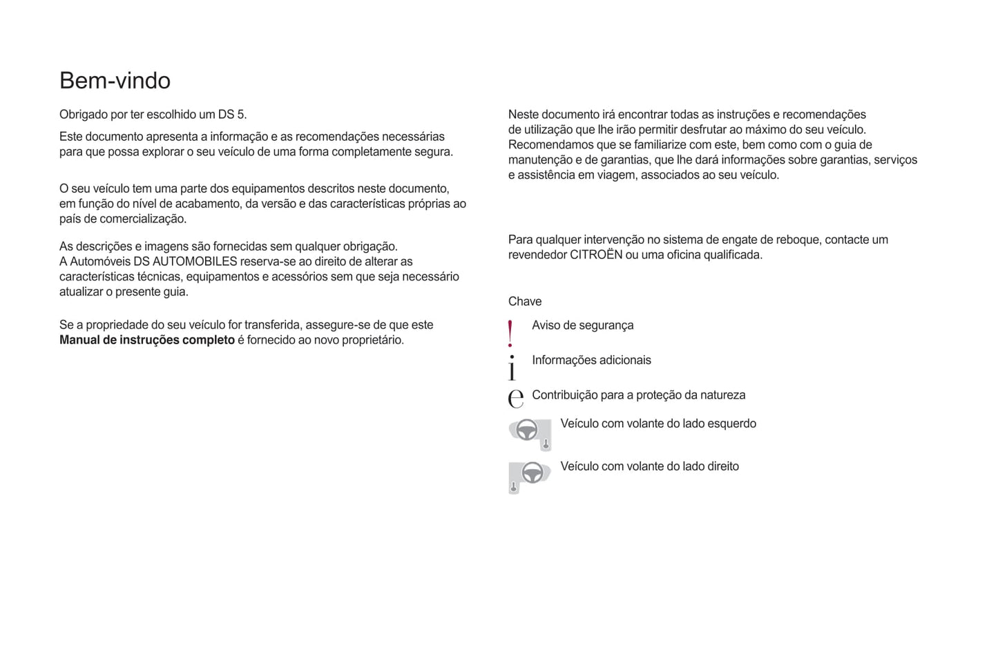 2016-2018 DS Automobiles DS 5/DS 5 Hybrid Gebruikershandleiding | Português