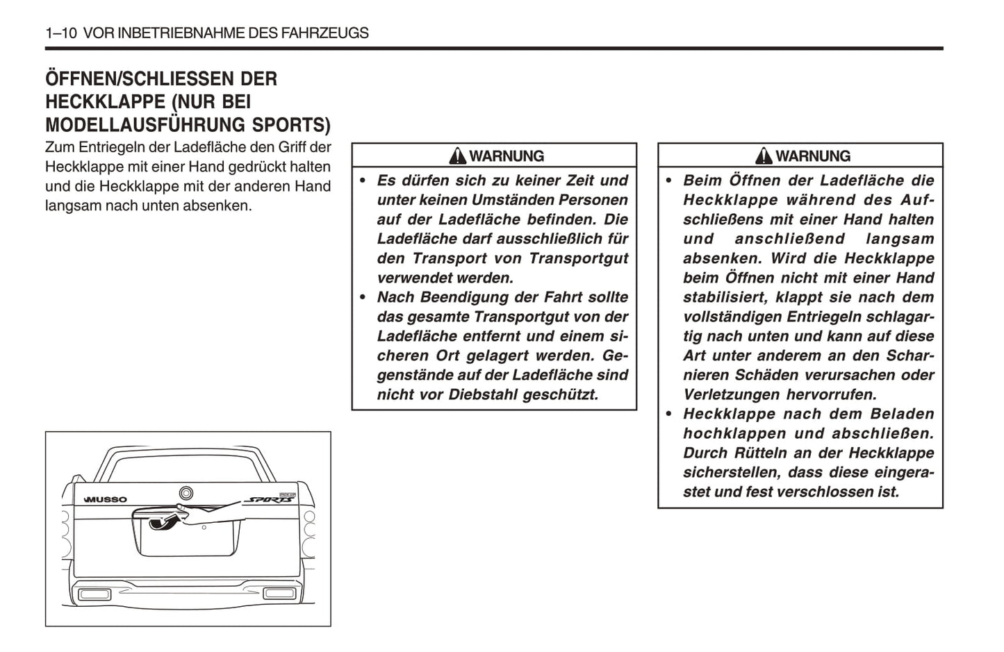 1998-2005 SsangYong Musso Gebruikershandleiding | Duits