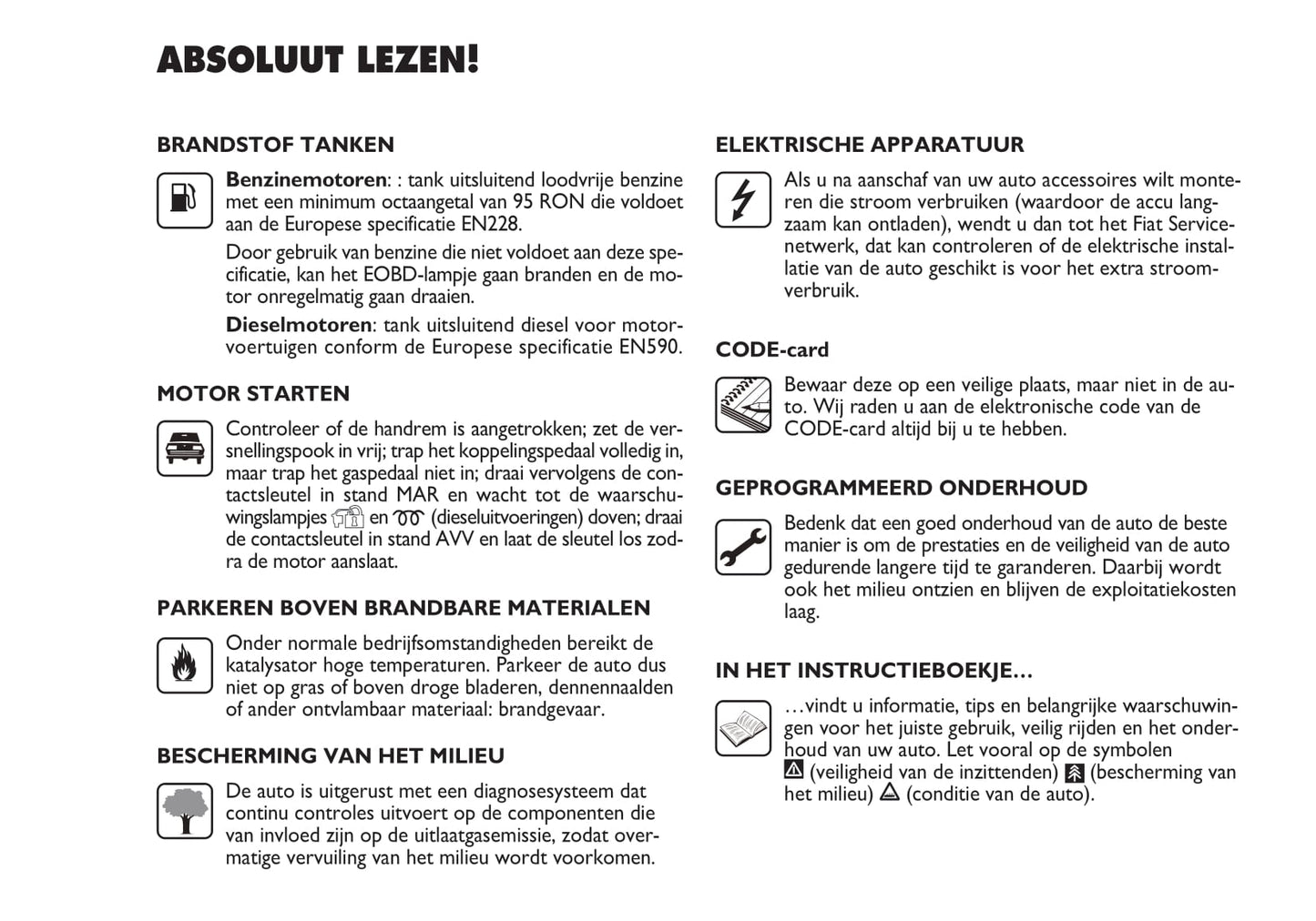 2009-2010 Fiat Punto/Punto Evo Owner's Manual | Dutch