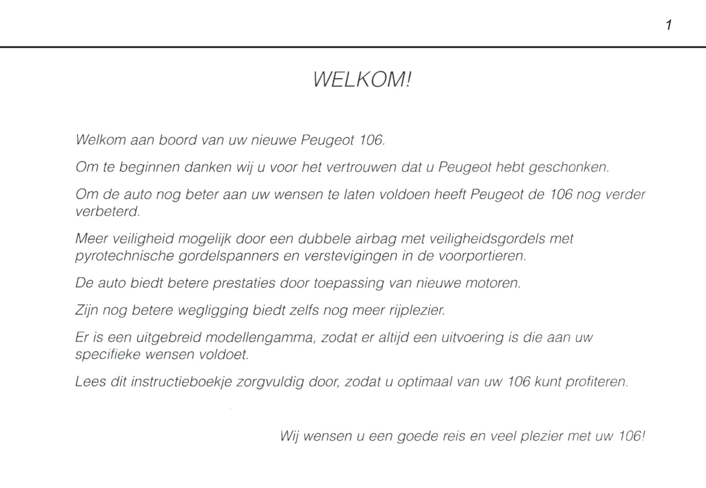 1996-2000 Peugeot 106 Owner's Manual | Dutch