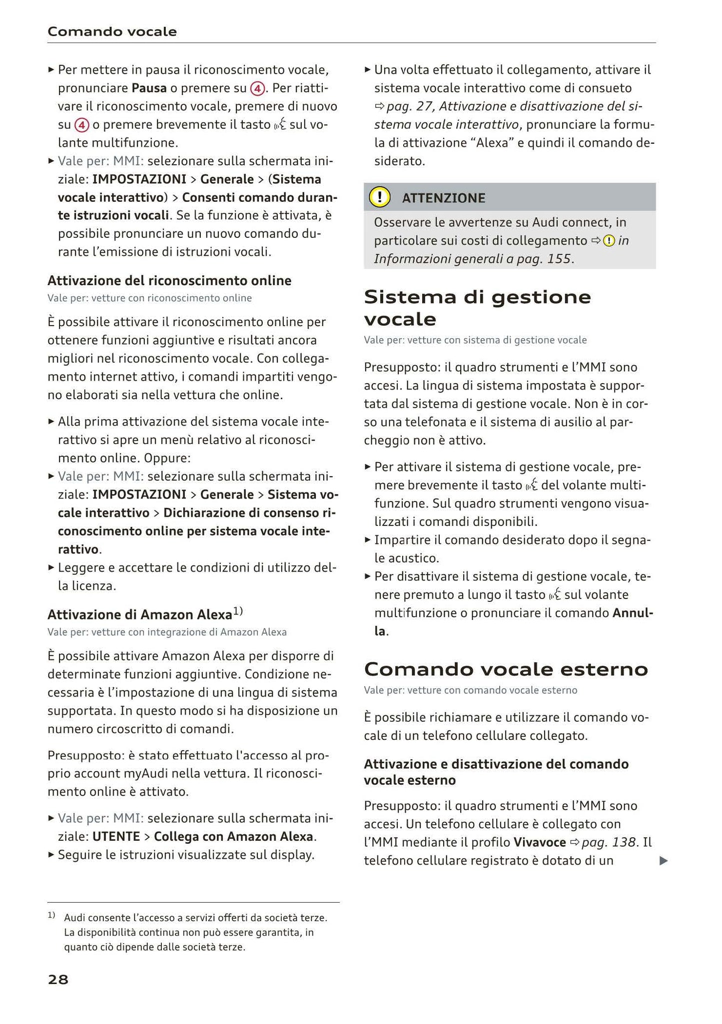 2018-2023 Audi A1 Sportback/A1 citycarver Owner's Manual | Italian