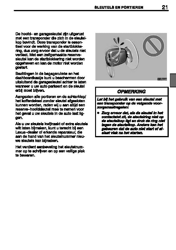 2004-2005 Lexus IS200/IS300 Gebruikershandleiding | Nederlands