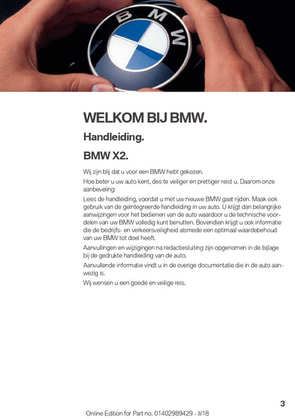 2018 BMW X2 Manuel du propriétaire | Néerlandais