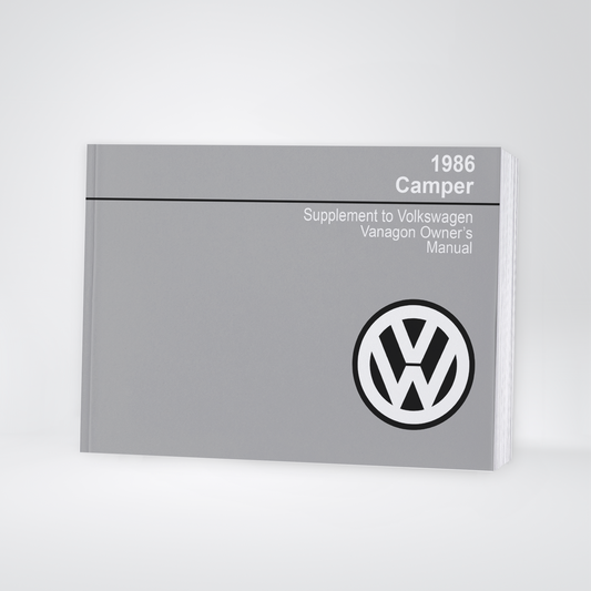 1986 Volkswagen Camper Owner's Manual Supplement | English