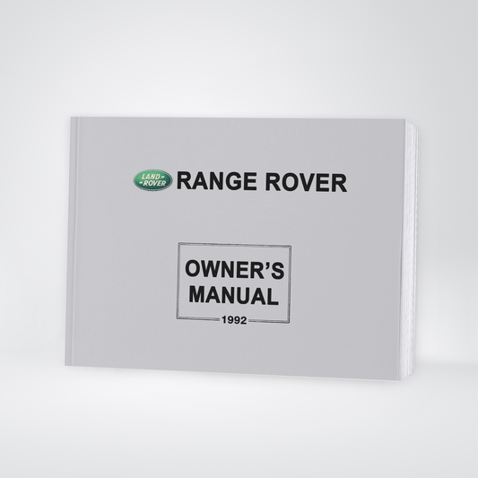 1992 Land Rover Range Rover Owner's Manual | English