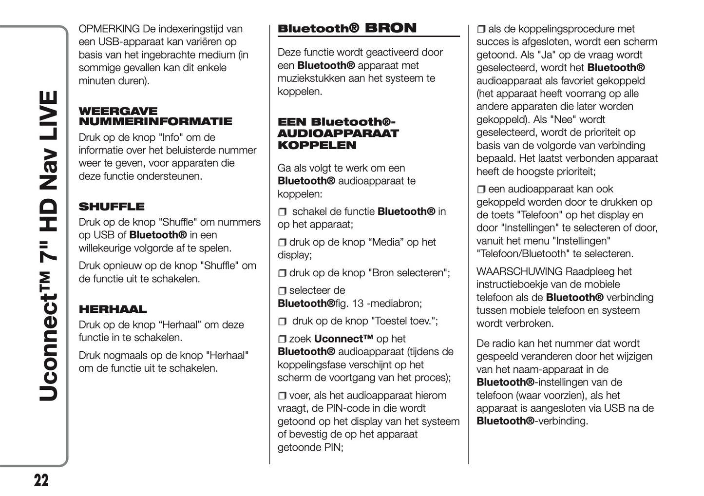 2016-2018 Abarth 500/595/695 Uconnect 7.0 Nav Manual | Dutch