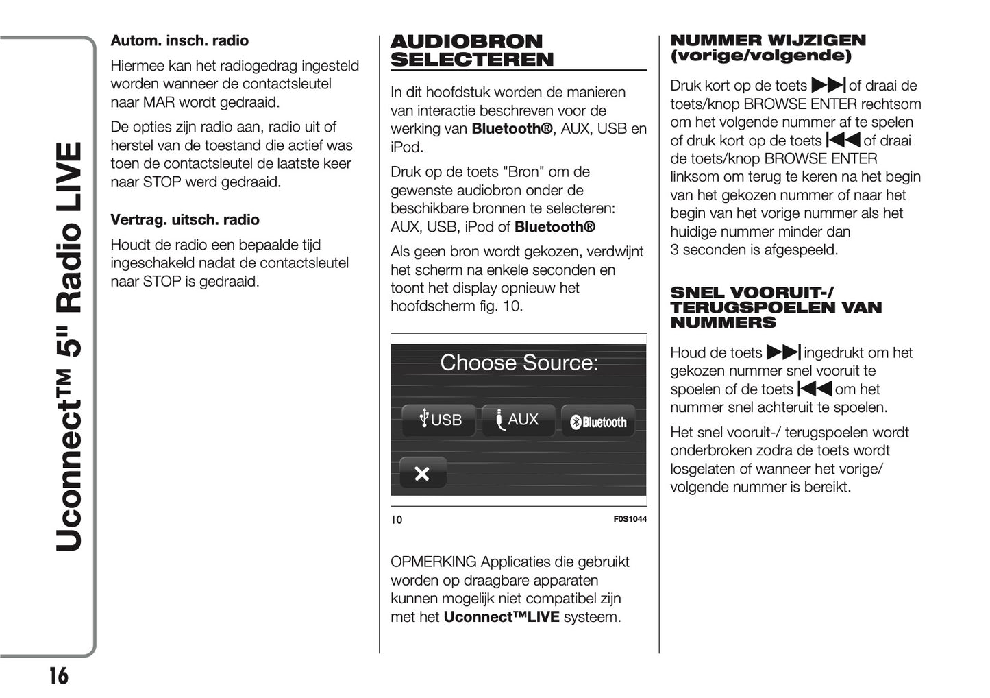 2017-2018 Abarth 500/595/695 Uconnect 5.0 Radio Handleiding | Nederlands