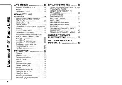 2017-2018 Abarth 500/595/695 Uconnect 5.0 Radio Handleiding | Nederlands
