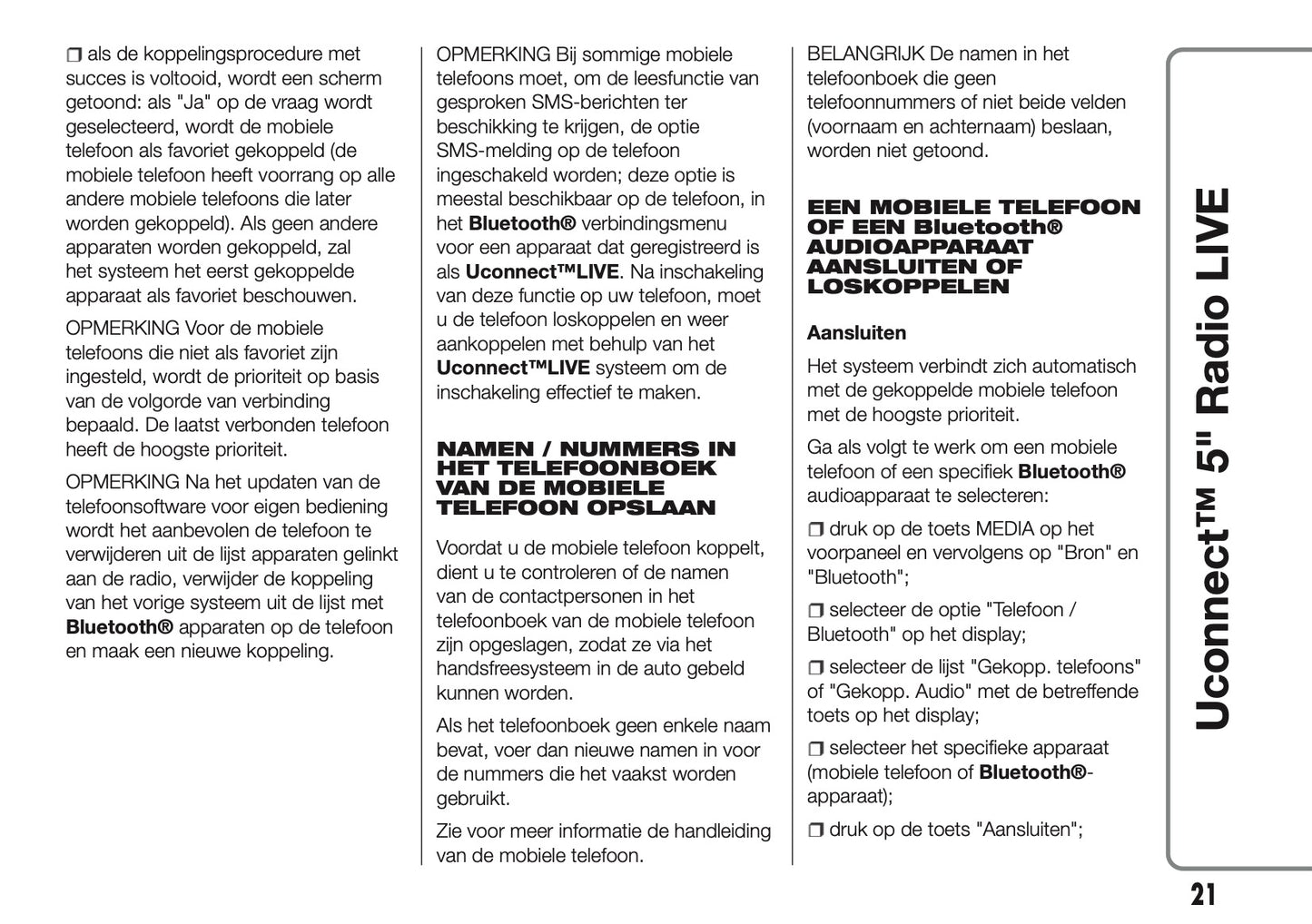 2017-2018 Abarth 500/595/695 Uconnect 5.0 Radio Handleiding | Nederlands