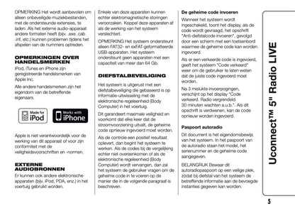 2017-2018 Abarth 500/595/695 Uconnect 5.0 Radio Handleiding | Nederlands