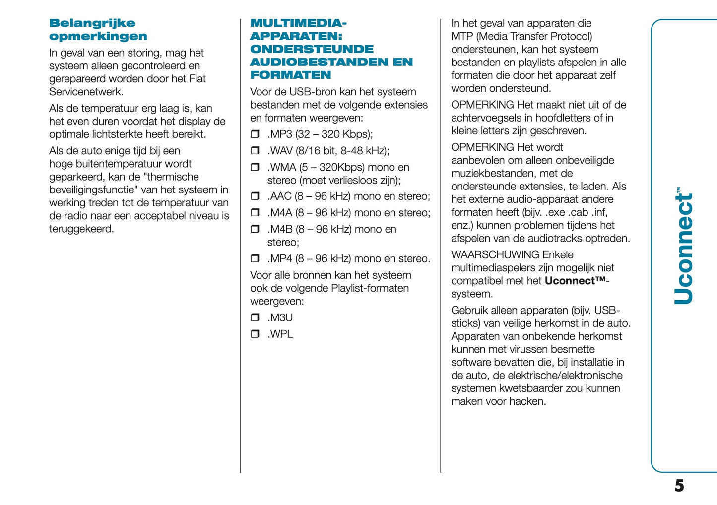 2021-2022 Fiat 500e Uconnect Infotainment Handleiding | Nederlands