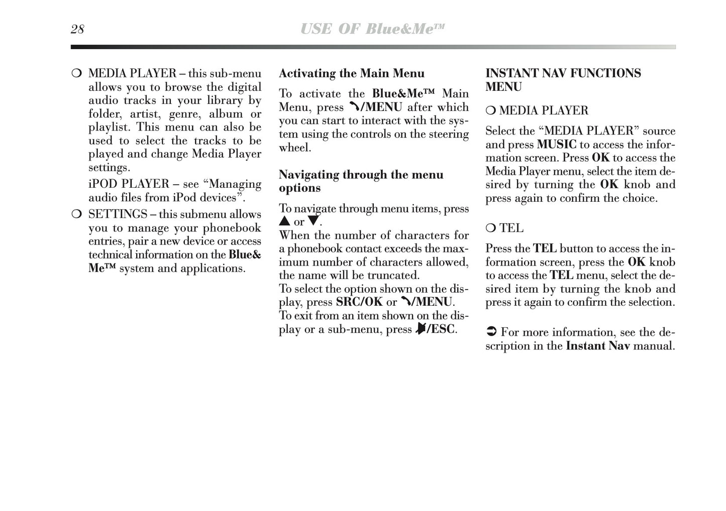 2011-2013 Lancia Delta Blue&Me Instant Nav Manual | English