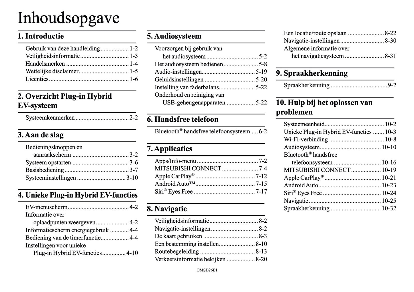 2026 Mitsubishi Outlander PHEV Smartphone Link Display Audio Handleiding | Nederlands