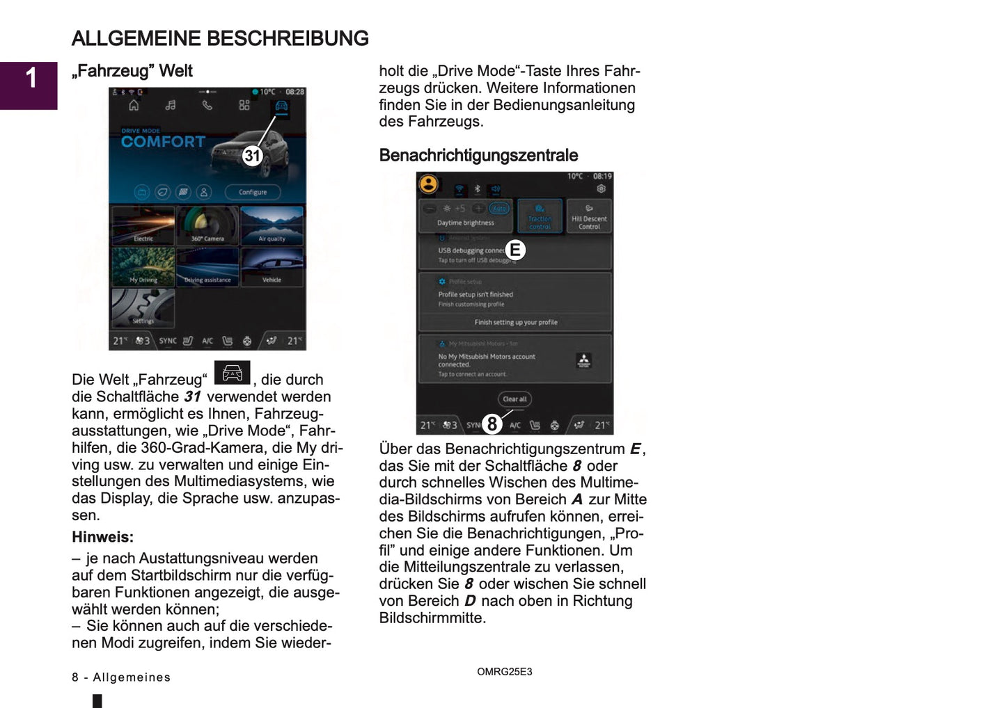 2025 Mitsubishi Smartphone Link Display Audio Anleitung | Deutsch