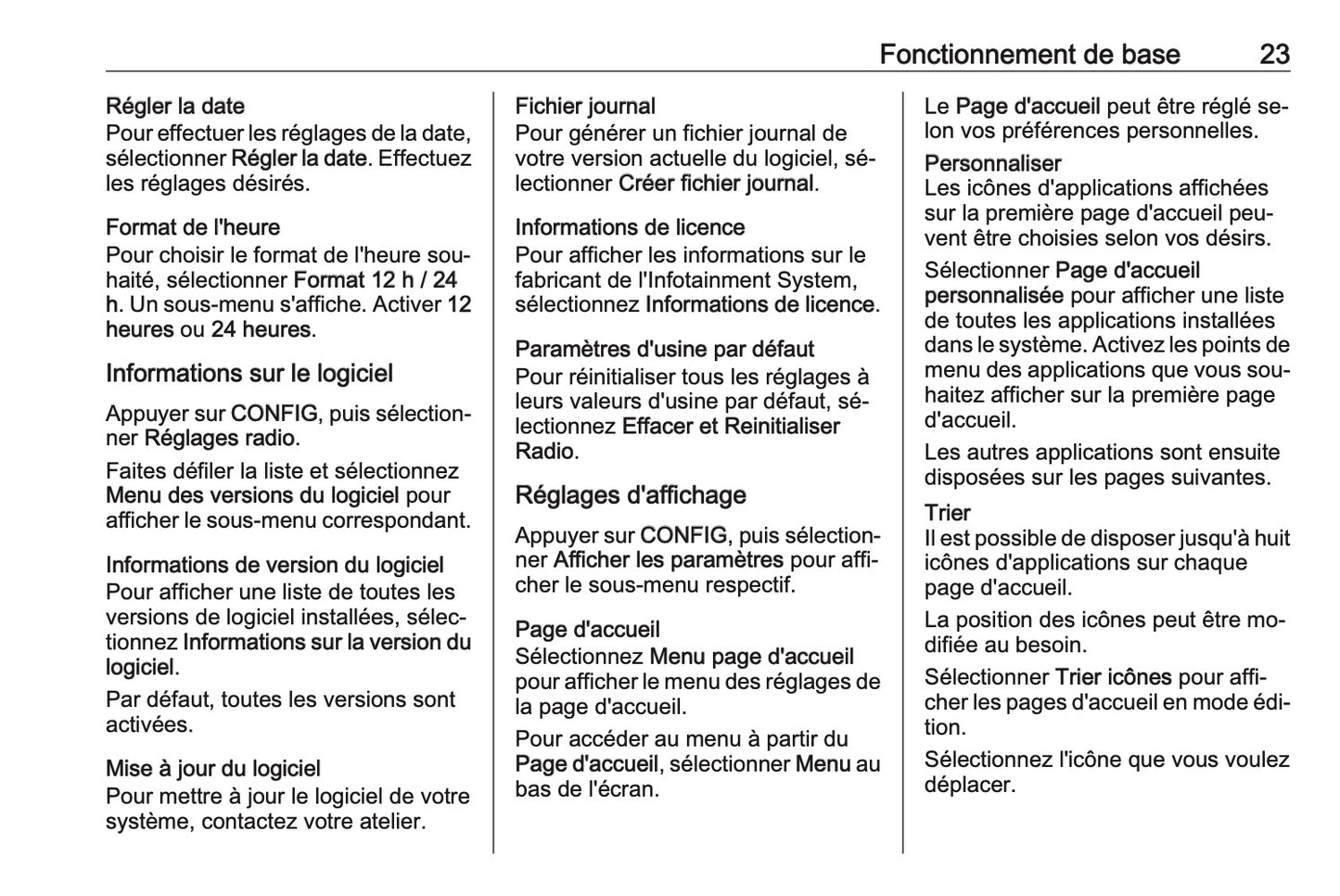 2016 Opel Cascada Infotainment Manual | French