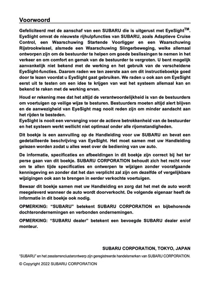 2022 Subaru Outback EyeSight | Nederlands
