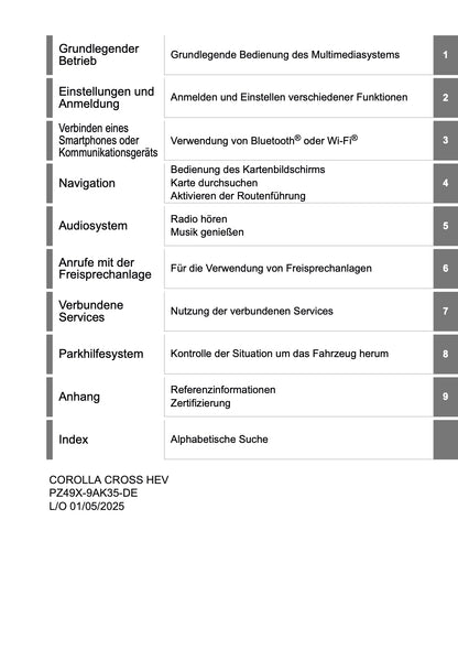 2025 Toyota Corolla Cross Hybrid Navigation Handbuch | Deutsch