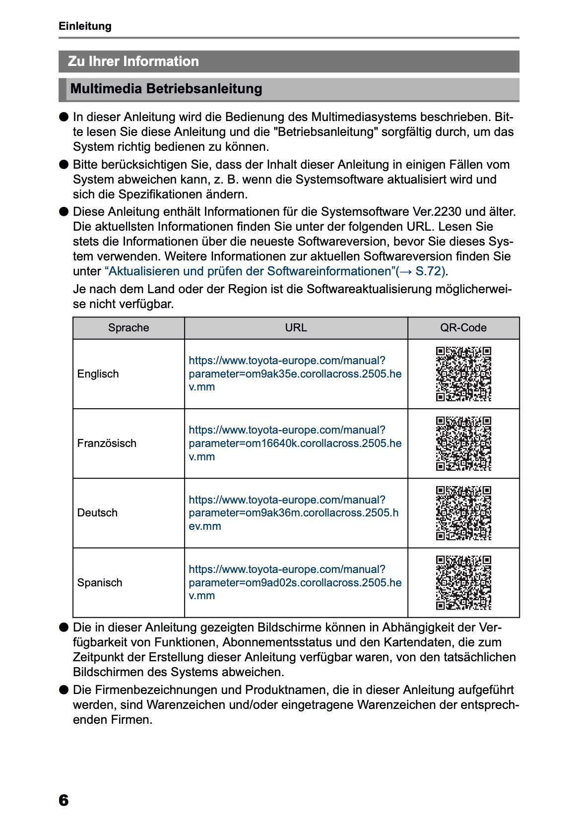 2025 Toyota Corolla Cross Hybrid Navigation Handbuch | Deutsch