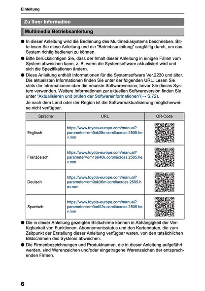2025 Toyota Corolla Cross Hybrid Navigation Handbuch | Deutsch