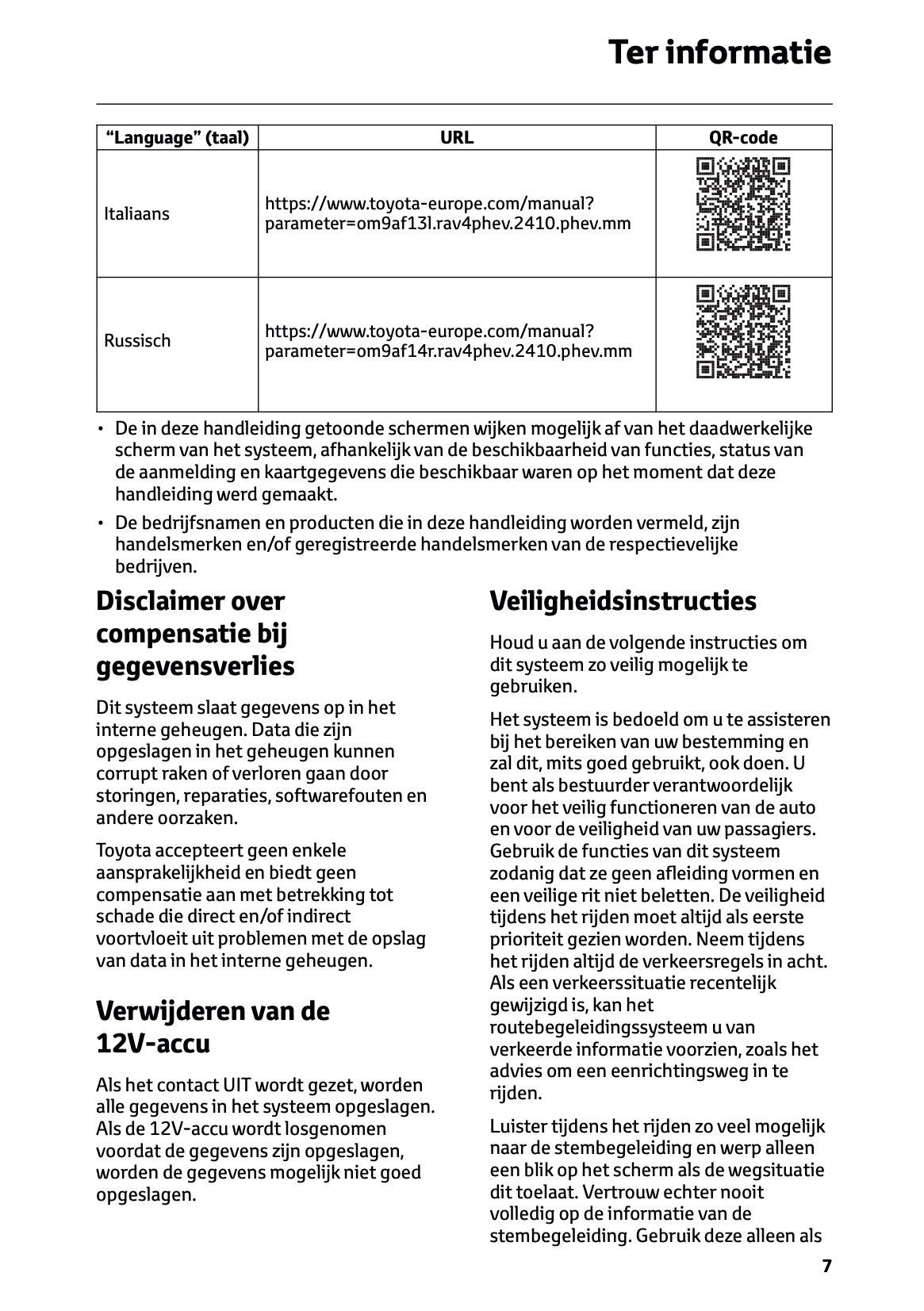 2024-2025 Toyota RAV4 Plug-in-Hybrid Navigatie Handleiding | Nederlands
