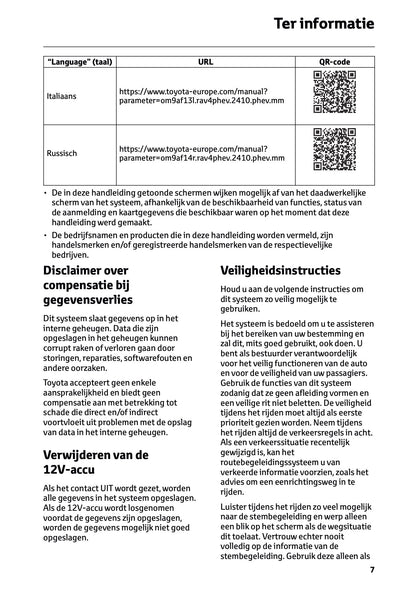 2024-2025 Toyota RAV4 Plug-in-Hybrid Navigatie Handleiding | Nederlands