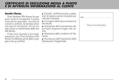 2009-2011 Alfa Romeo Maintenance Book | Italian