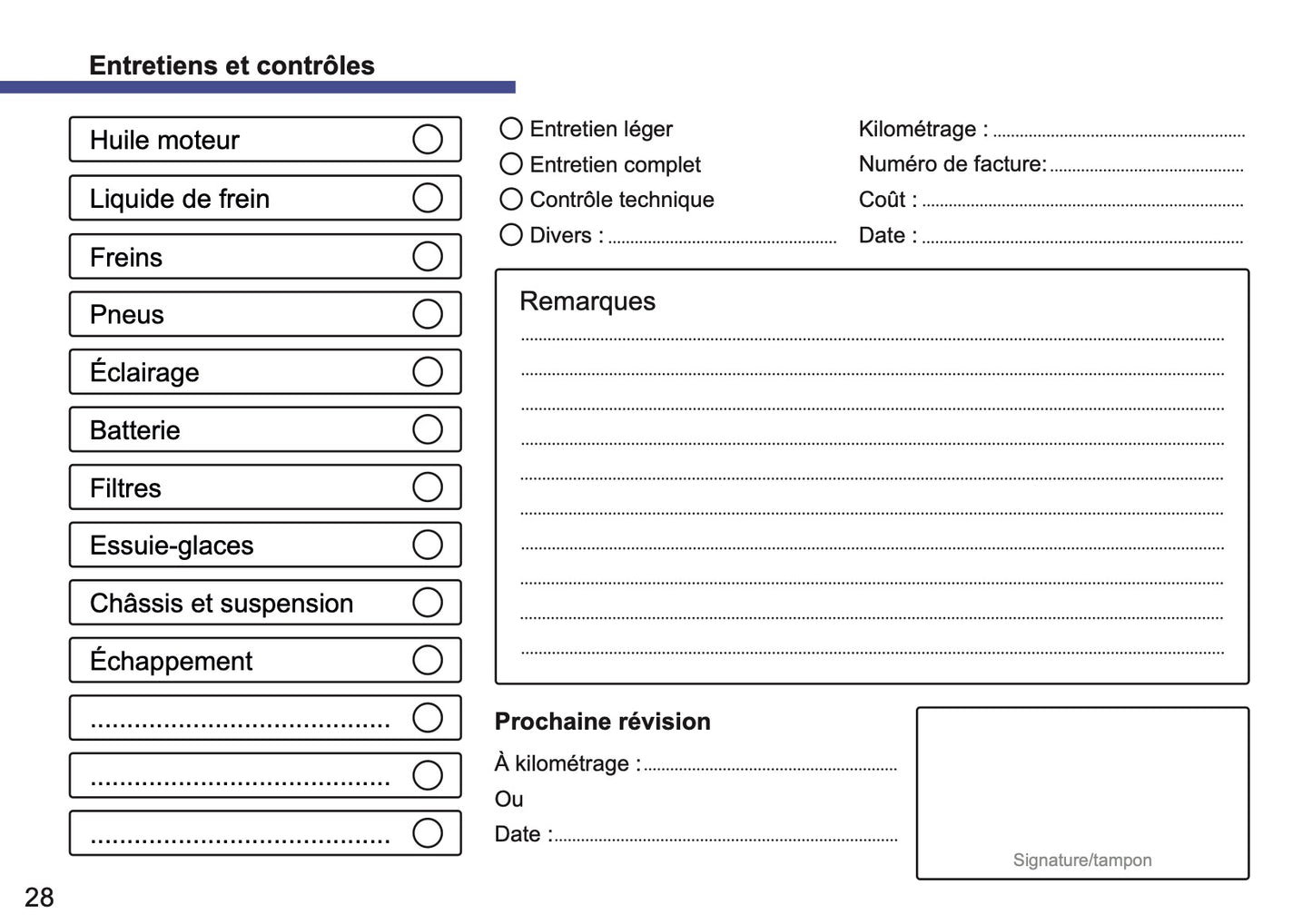 Fiat Livret d'entretien | Français