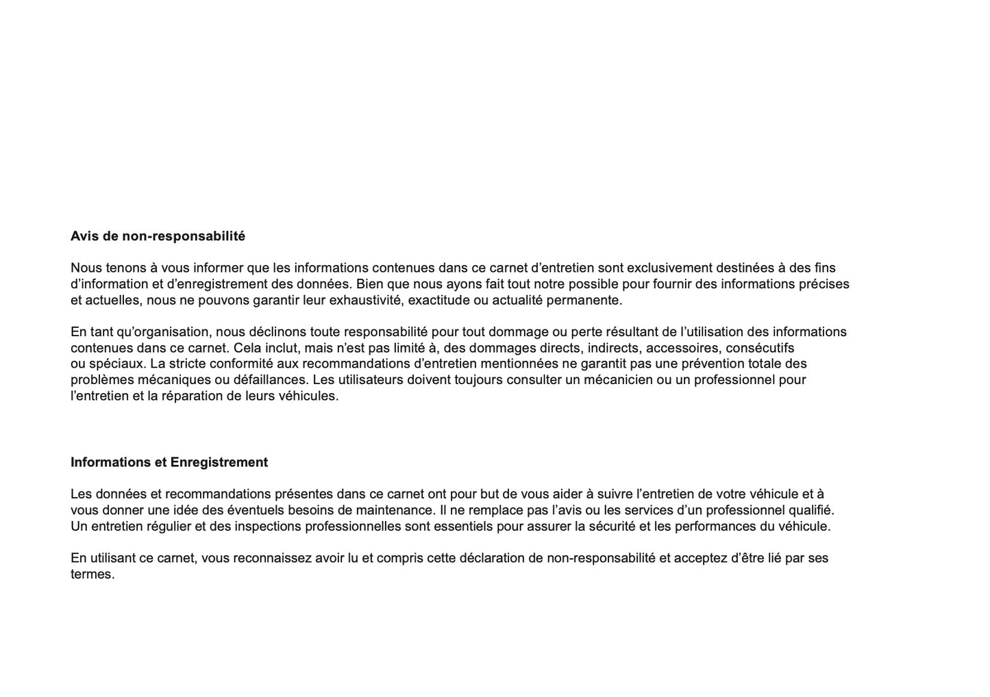 Fiat Livret d'entretien | Français