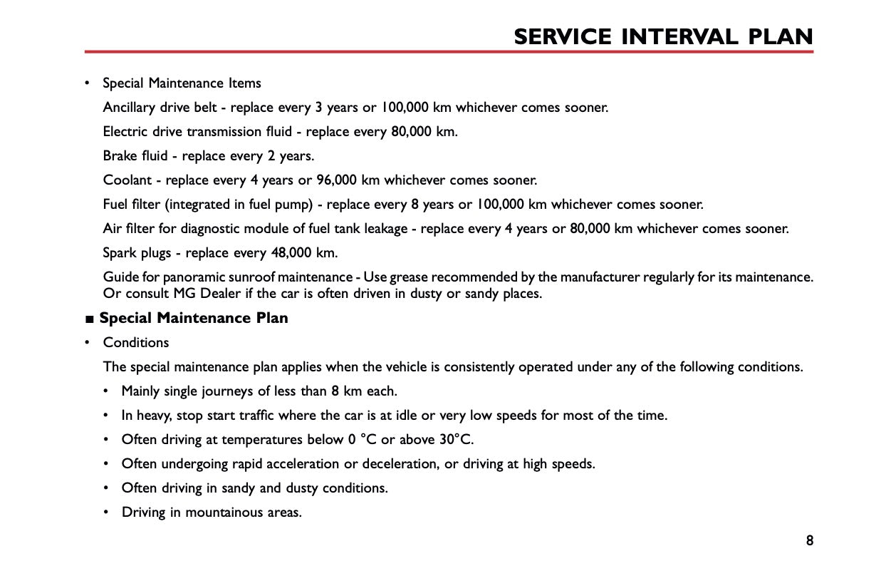 2023 MG EHS Maintenance Book | English
