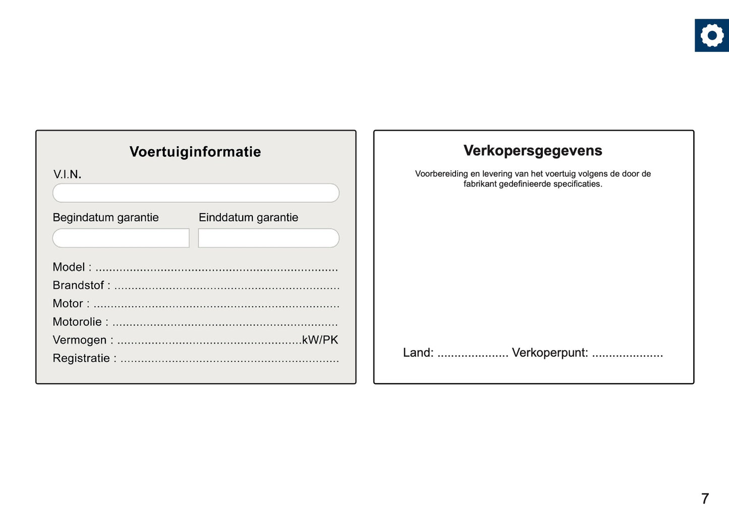 Mini Onderhoudsboekje | Nederlands