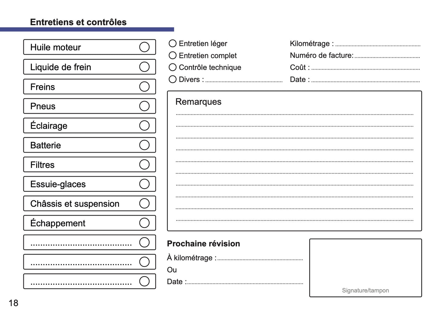 Renault Maintenance Book | French