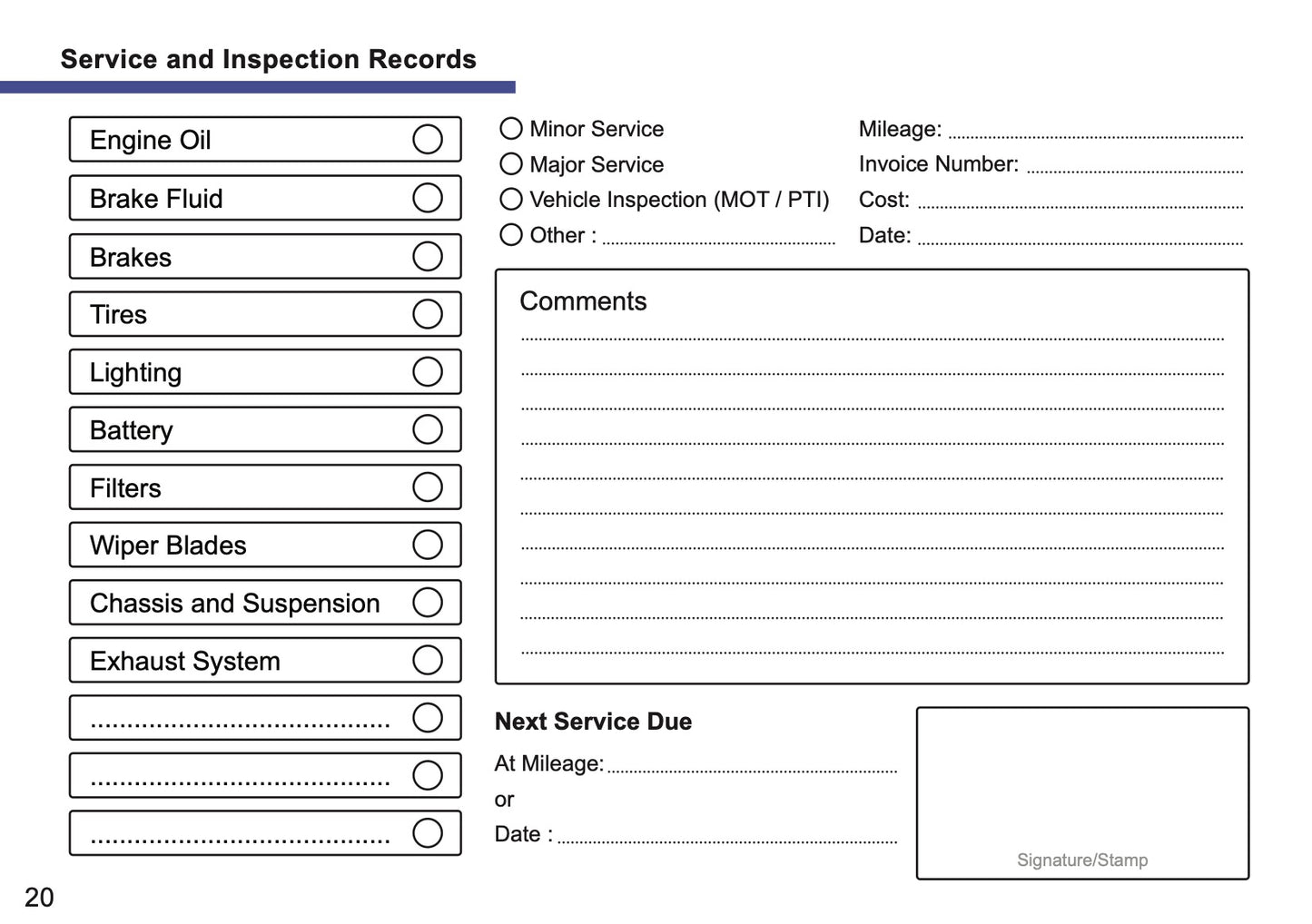 Skoda Maintenance Book | English