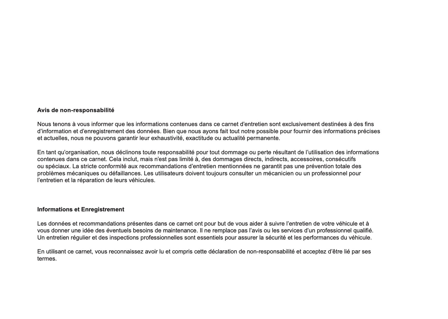 Skoda Maintenance Book | French