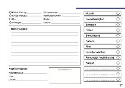 Toyota Maintenance Book | German