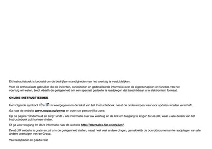 2016-2017 Abarth 500/595 Owner's Manual | Dutch