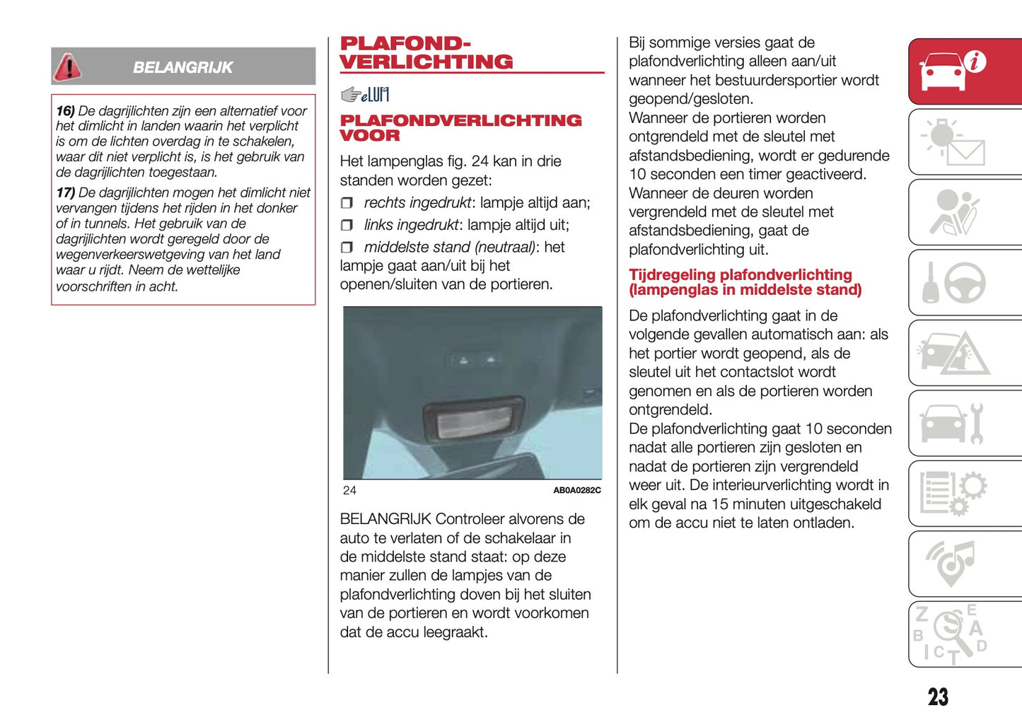 2016-2017 Abarth 500/595 Owner's Manual | Dutch