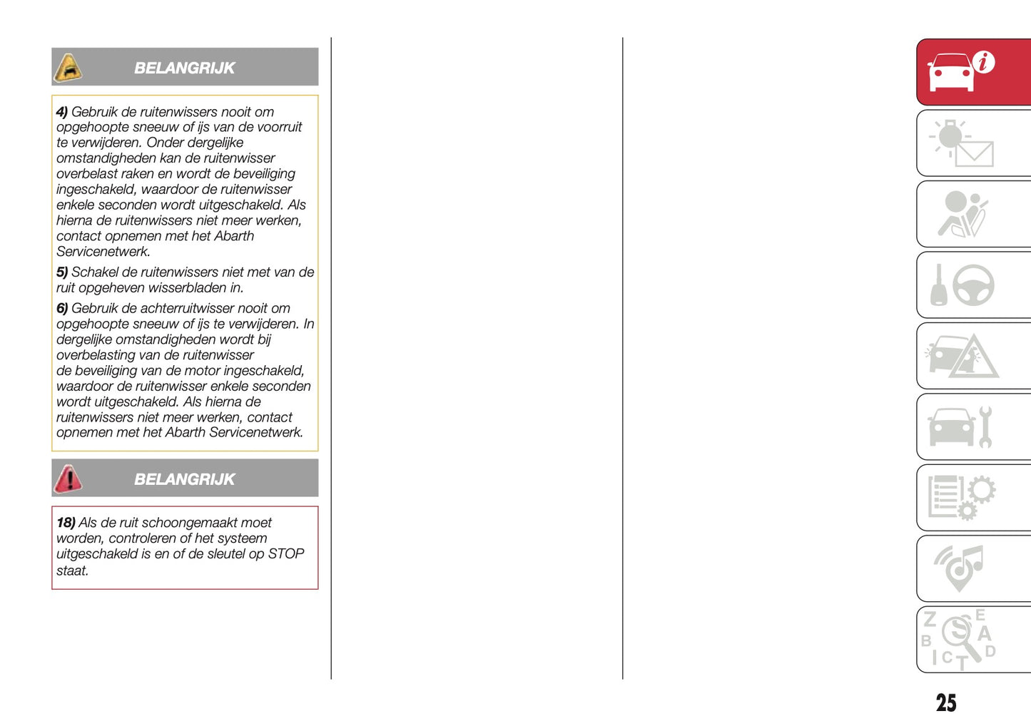 2016-2017 Abarth 500/595 Owner's Manual | Dutch