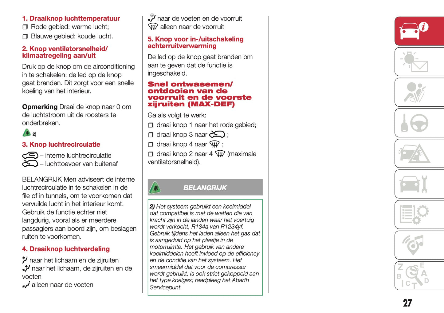 2016-2017 Abarth 500/595 Owner's Manual | Dutch