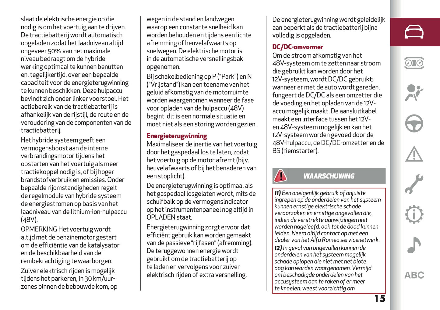 2025 Alfa Romeo Junior Owner's Manual | Dutch