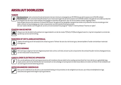 2019 Alfa Romeo Stelvio Owner's Manual | Dutch