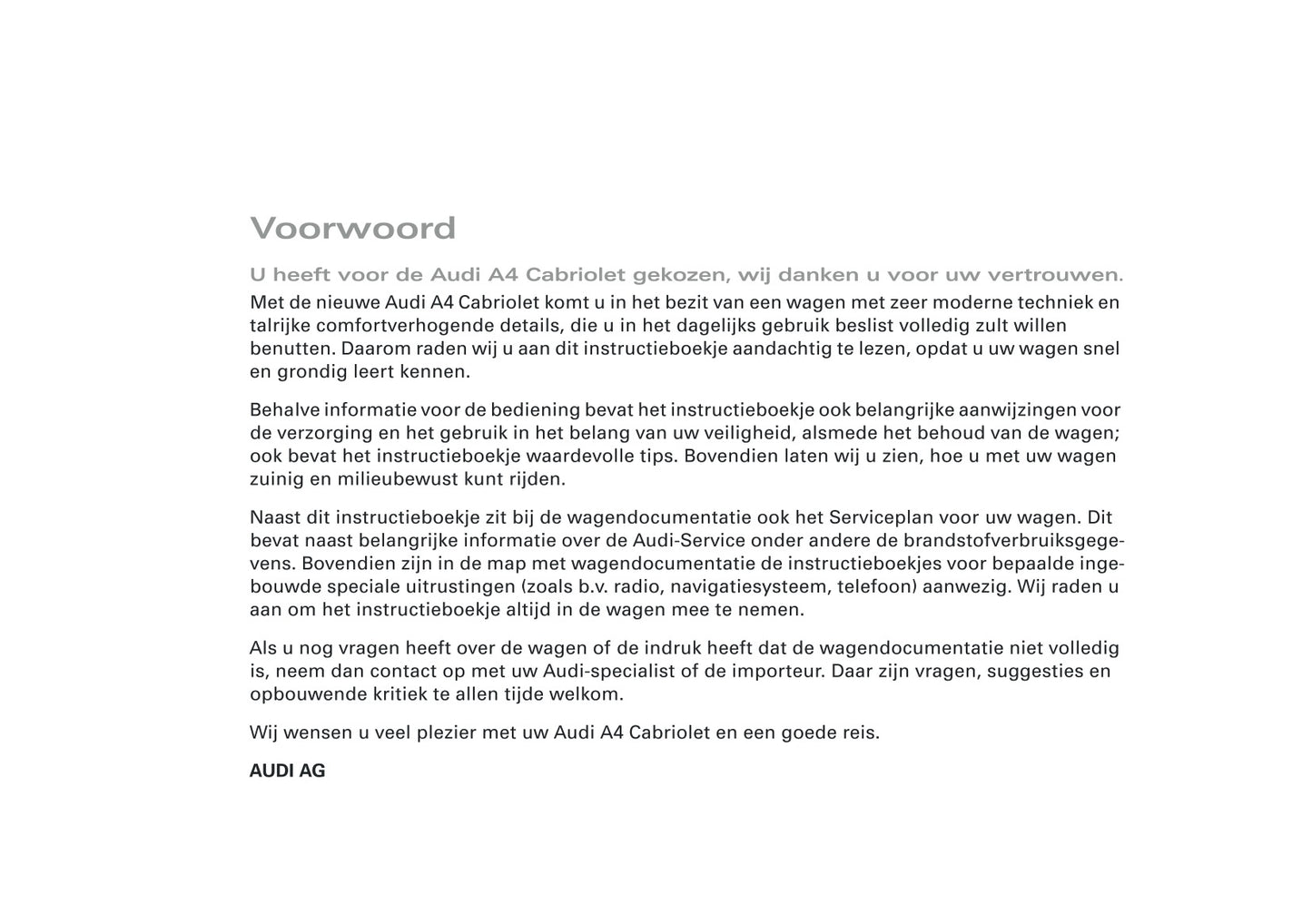 2007-2008 Audi A4 Cabriolet Gebruikershandleiding | Nederlands