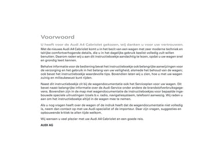 2007-2008 Audi A4 Cabriolet Gebruikershandleiding | Nederlands