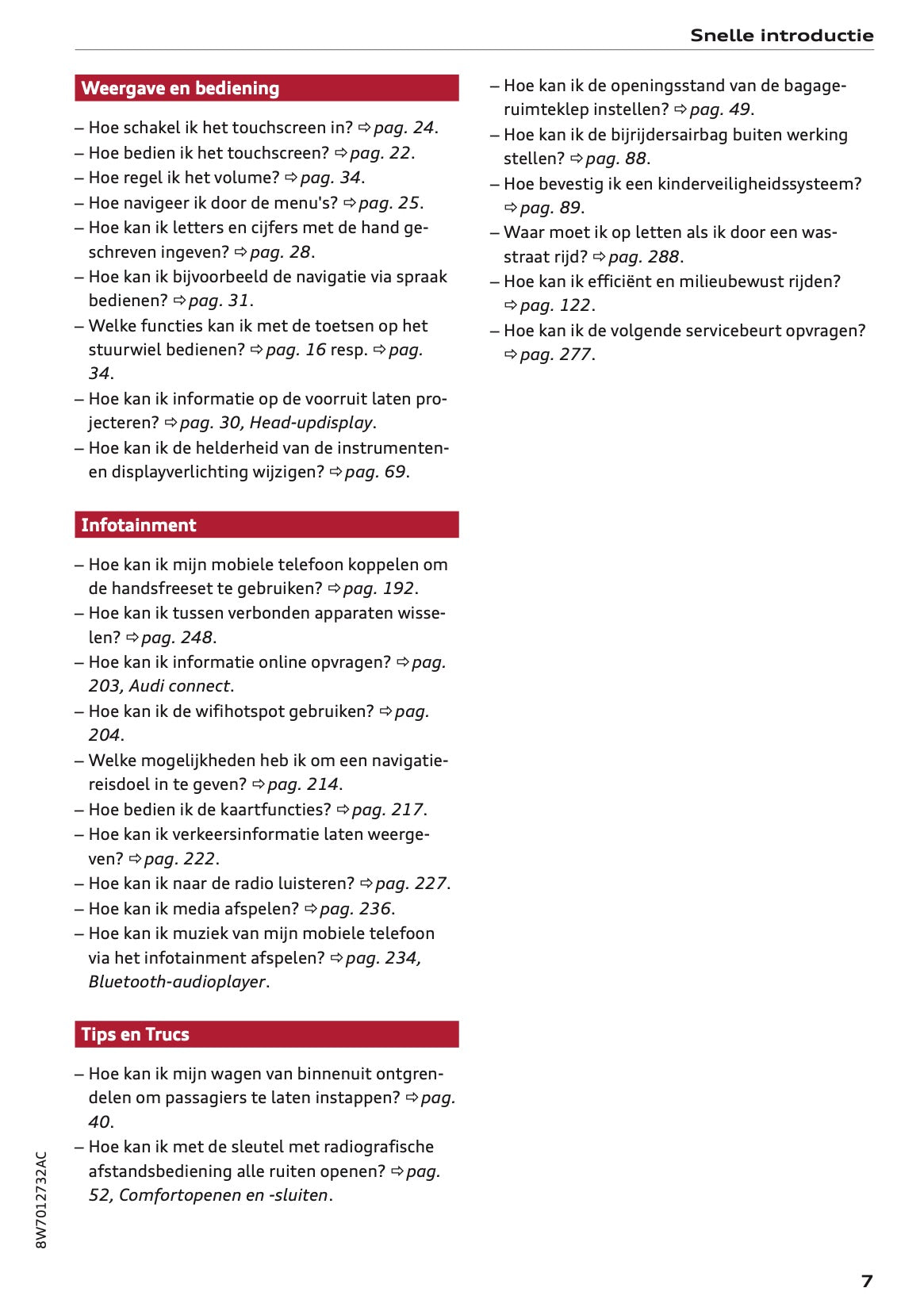 2020-2021 Audi A5 Owner's Manual | Dutch
