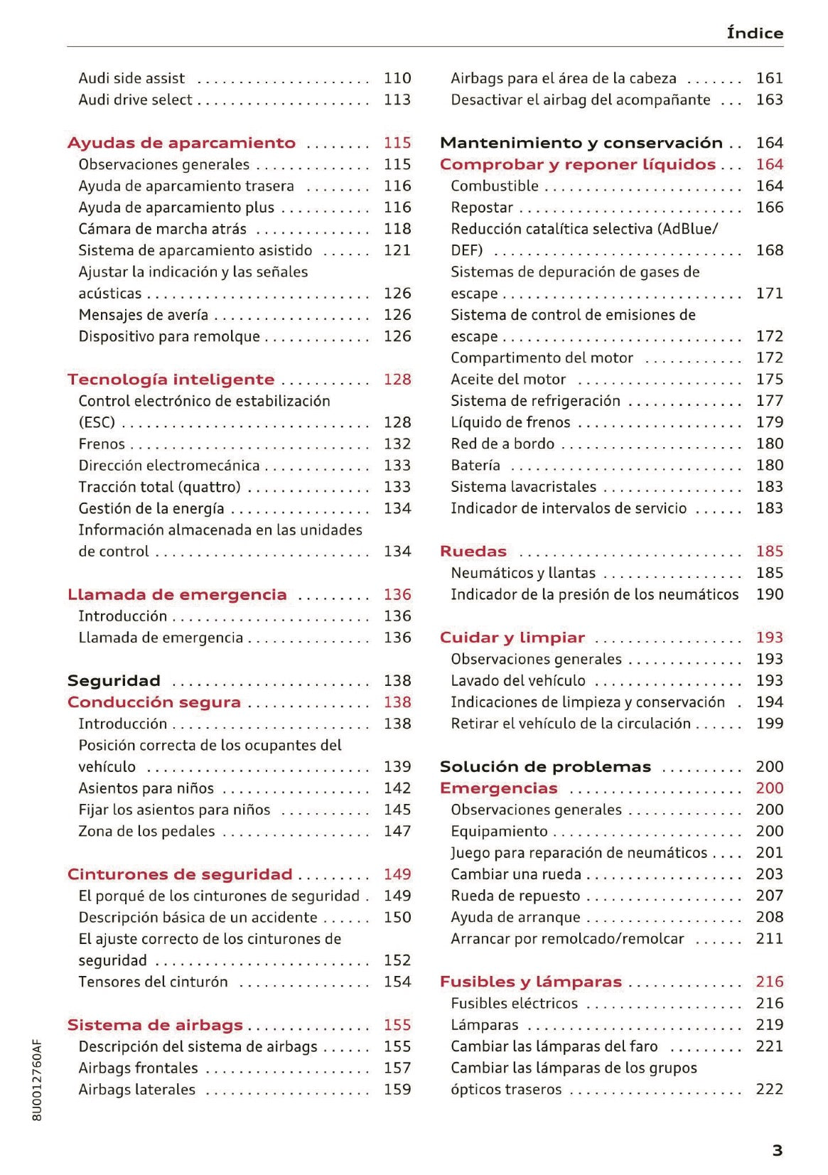 2017-2018 Audi Q3 Owner's Manual | Spanish