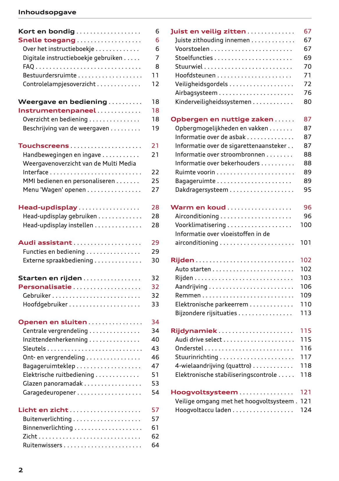 2025 Audi Q6 e-tron Owner's Manual | Dutch