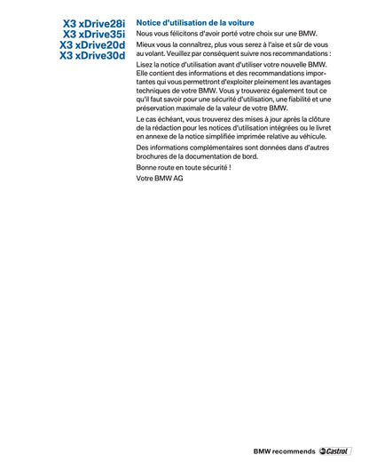 2011 BMW X3 Owner's Manual | French