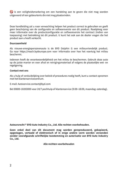 2026 BYD Dolphin G DM-i Owner's Manual | Dutch