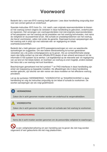 2024-2026 BYD SEAL U DM-i Owner's Manual | Dutch