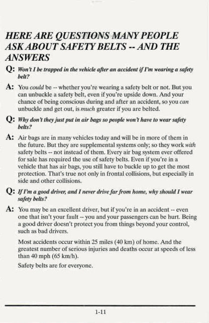 1995 Cadillac Fleetwood Owner's Manual | English